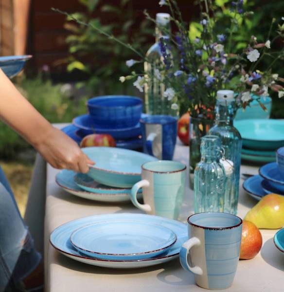 Serwis obiadowy na 6 osób zestaw talerzy ceramicznych AZURE AURA 6 os 18 el