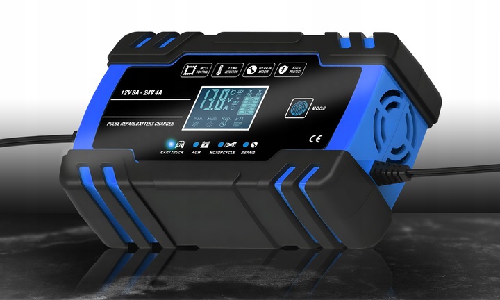 Prostownik AUTOMATYCZNY SAMOCHODOWY FUNKCJA NAPRAWY DO AKUMULATORÓW 12V 24V