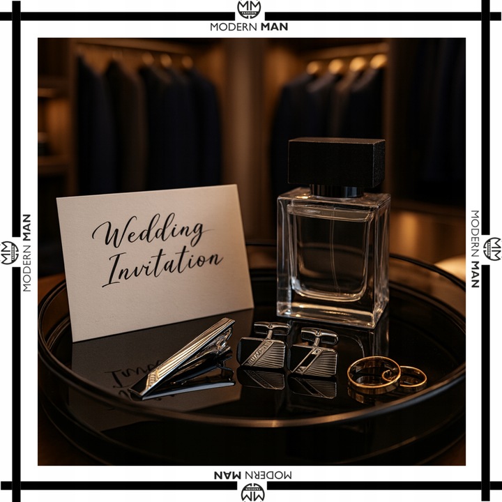 ZESTAW SPINKI DO MANKIETOW I KRAWATA SREBRNO CZARNE ELEGANCKI DLA MEZCZYZNY