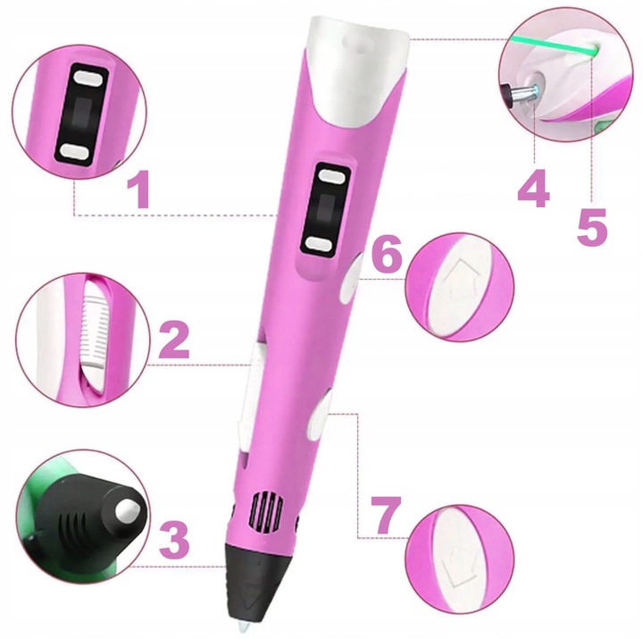 DŁUGOPIS 3D DRUKARKA DLA DZIECI / MEGA ZESTAW FILAMENT WKŁADY KOLOROWE 110M