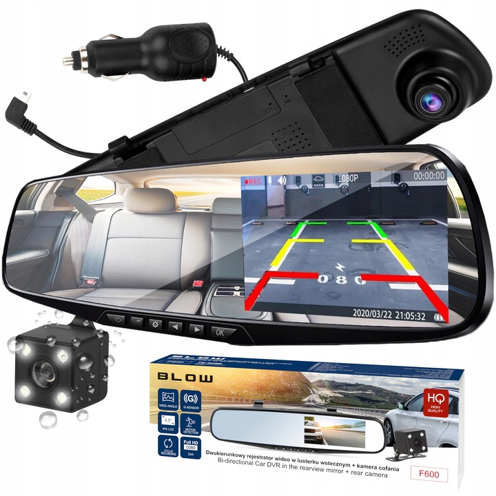 KAMERA LUSTERKO REJESTRATOR FULL HD PRZÓD TYŁ