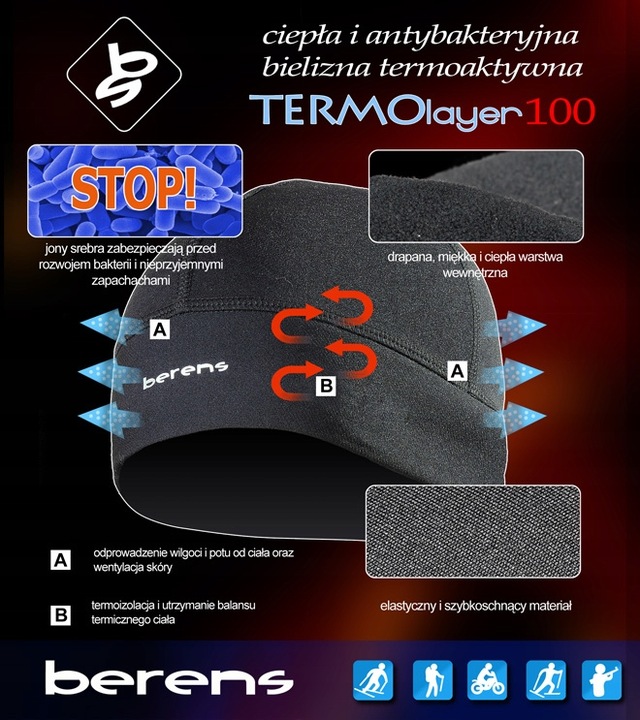 CZAPKA ZIMOWA MĘSKA CIEPŁA TERMOAKTYWNA ODDYCHAJĄCA BERENS TL100