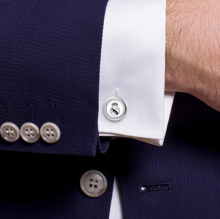 Eleganckie spinki do mankietów REAL MADRYT piłka
