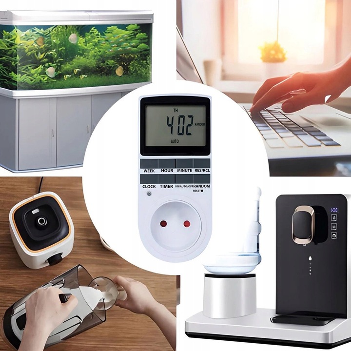 PROGRAMATOR CZASOWY WŁĄCZNIK WYŁĄCZNIK LCD CYFROWY HARMONOGRAM 7 DNI 10 UST