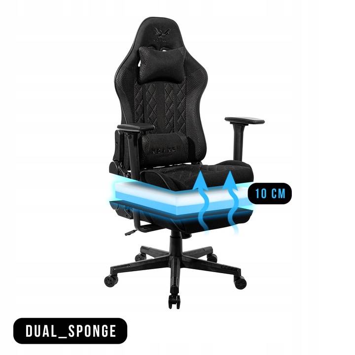 Fotel Gamingowy Biurowy Obrotowy Kubełkowy Krzesło Biurowe Czarny