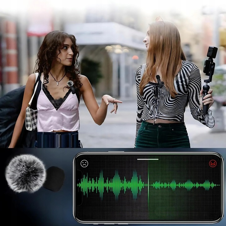 ZESTAW 2x MIKROFON KRAWATOWY BEZPRZEWODOWY USB C NA KLIPS USBC 2 MIKROFONY