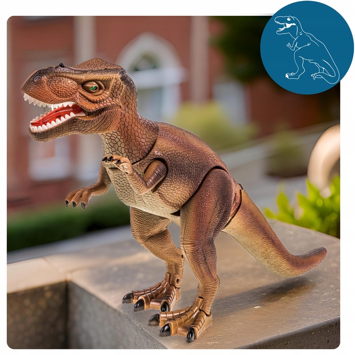 Wielki Dinozaur T-Rex Zdalnie sterowany chodzi ryczy świeci zieje dymem LED