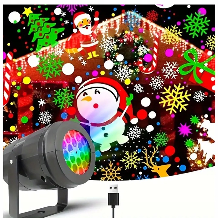 PROJEKTOR LED ŚNIEG ŚWIĄTECZNY LASEROWY REFLEKTOR RZUTNIK ŚNIEG MIKOŁAJ