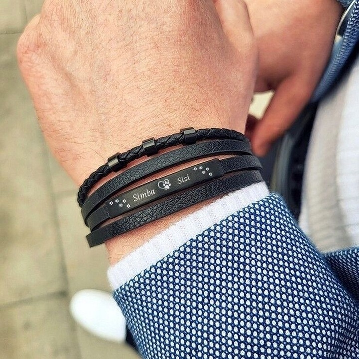 Bransoletka dla SYNA taty BRATA z GRAWEREM czarna