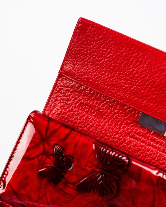 Portfel damski skórzany PETERSON duży czerwony super pojemny RFID STOP kart