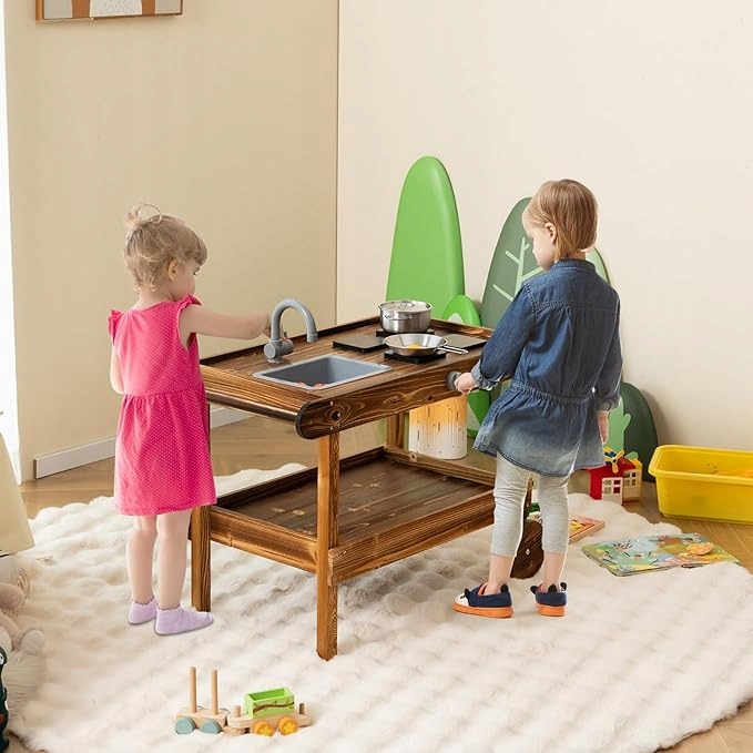 Kuchnia błotna dla dzieci z uchwytem brązowa