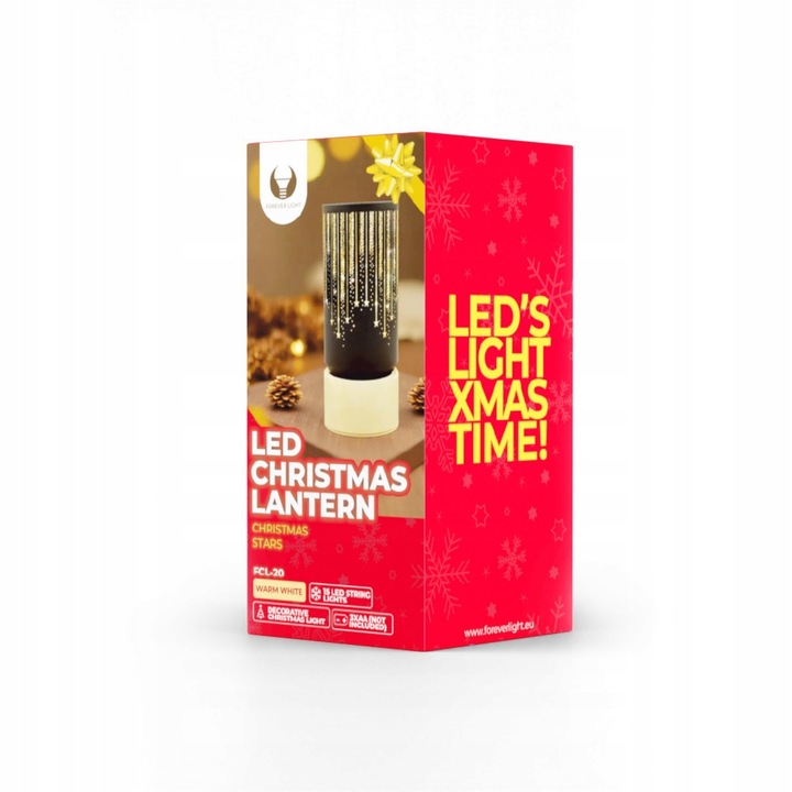 Lampion Świąteczny LED Duży Szklany - Dekoracja Świąteczna Ozdobna Na Stół