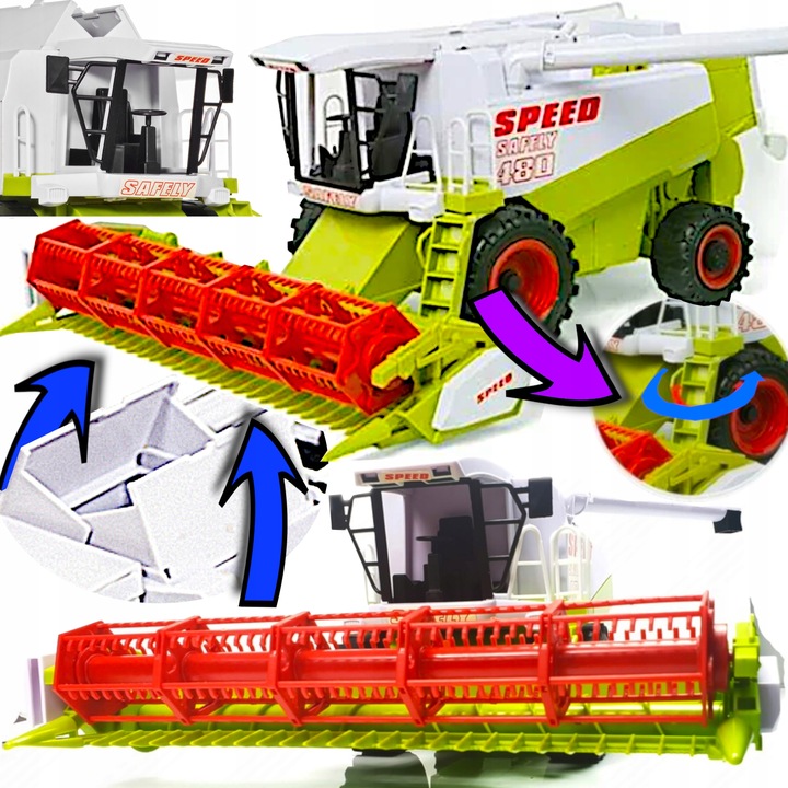 CLAAS LEXION DUŻY KOMBAJN ZBOŻOWY RUCHOME ELEMENTY NAPĘD TRAKTOR ZABAWKA