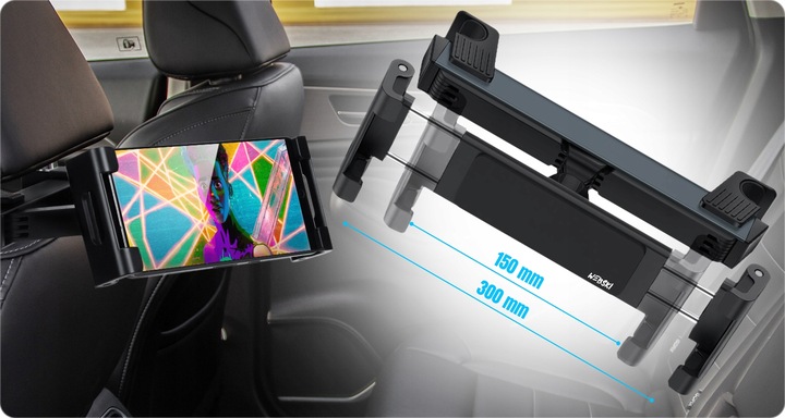 REGULOWANY UCHWYT SAMOCHODOWY HOLDER TRZYMAK NA TABLET TELEFON NA ZAGŁÓWEK