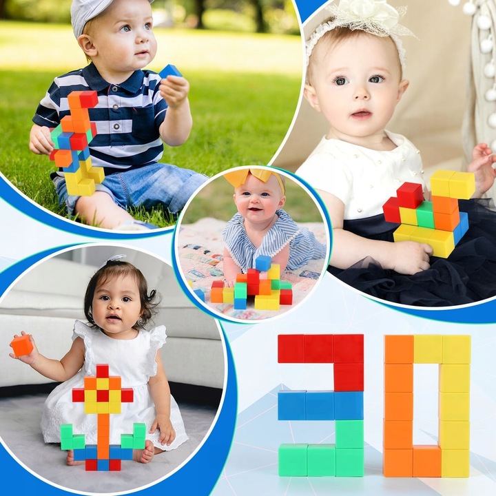 Klocki magnetyczne edukacyjne KOSTKI SZEŚCIANY Zestaw 64 el. magnesy