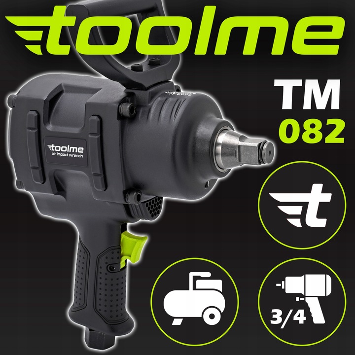 KLUCZ UDAROWY pneumatyczny KOMPOZYTOWY Z Udarem KÓŁ 3/4 2800Nm Toolme TM082
