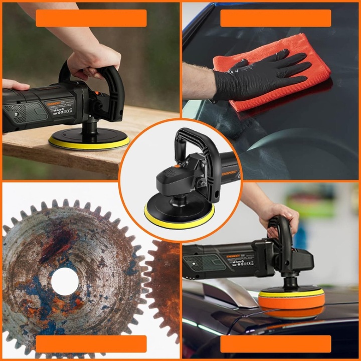 Profesjonalna POLERKA SAMOCHODOWA Z REGULACJĄ OBROTÓW z LCD + 20 AKCESORIÓW