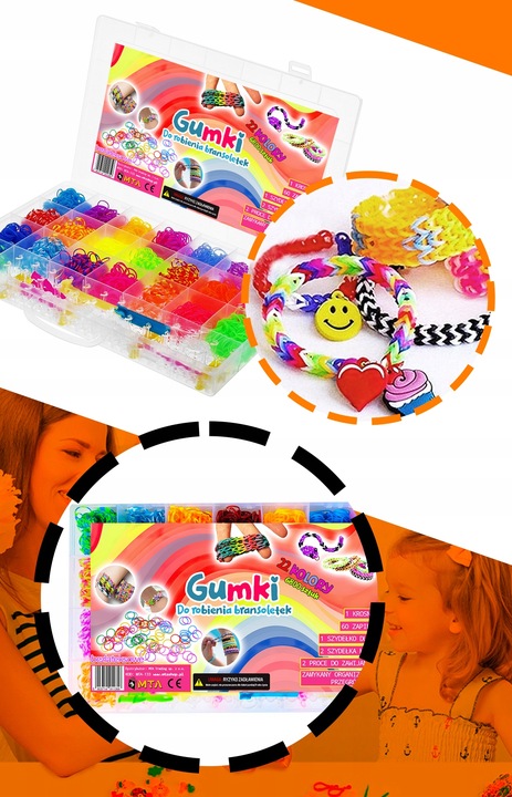 GUMKI DO ROBIENIA BRANSOLETEK DUŻY ZESTAW 6800 ELEMENTÓW XXL DLA DZIECKA