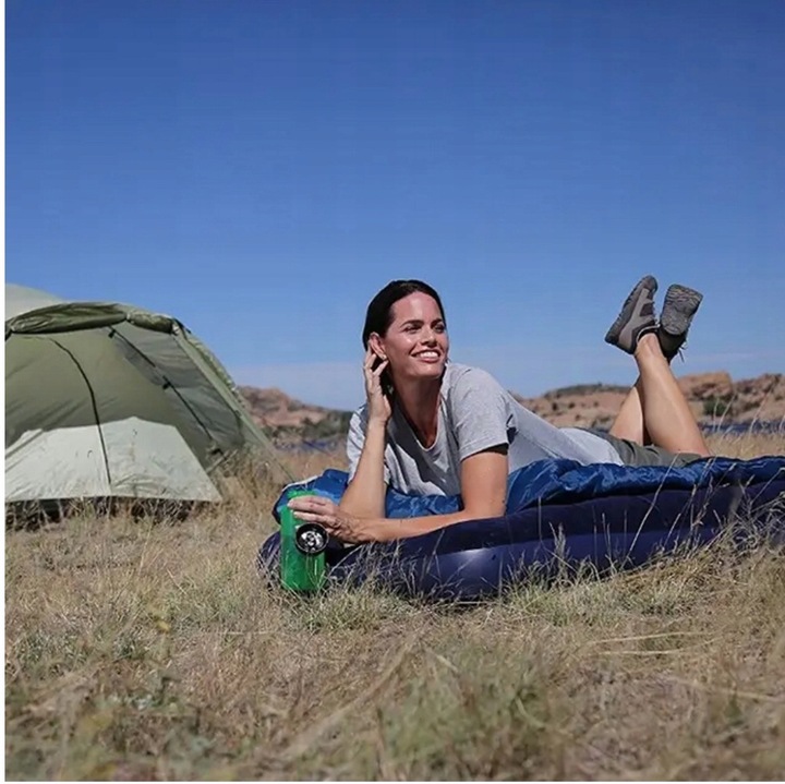 MATERAC DWUOSOBOWY WELUROWY DMUCHANY 192x135x22 cm