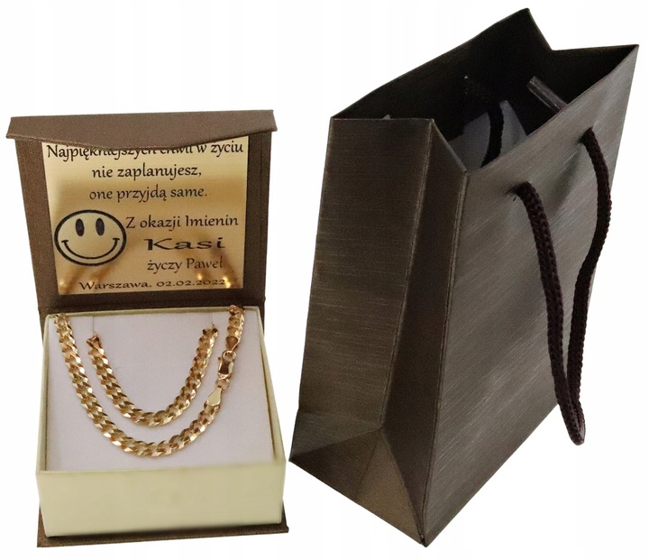 ZŁOTY PEŁNY ŁAŃCUSZEK MĘSKI Z KRZYŻYKIEM GUCCI PR. 925 585 + GRAWER GRATIS