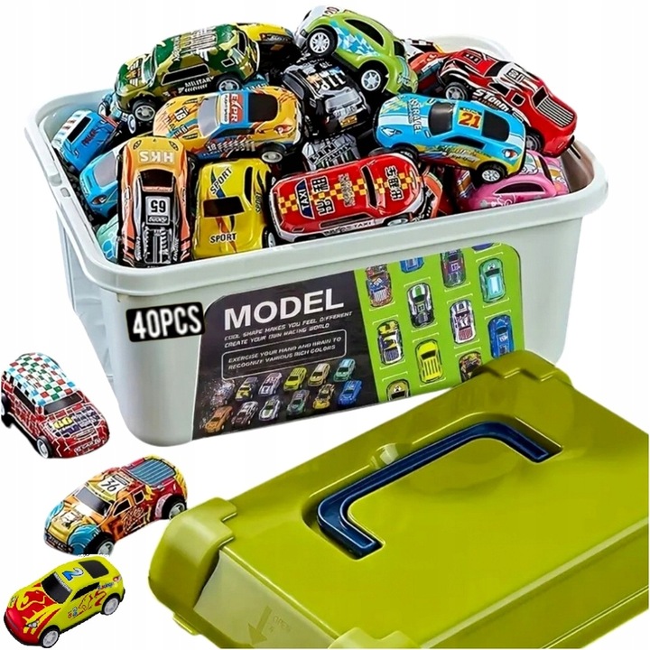 Duży zestaw samochodów metalowe resoraki w walizce autko autka z napędem 40