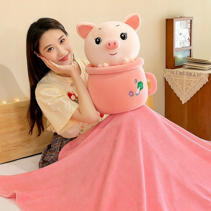 ŚWINKA W KUBKU PLUSZAK MASKOTKA Zabawka dla Dzieci 40 CM