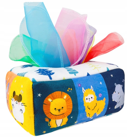 SORTER PUDEŁKO Z CHUSTECZKAMI ZWIERZĄTKA PLUSZOWE MONTESSORI SENSORYCZNE