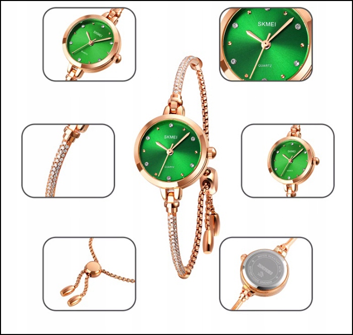 Zegarek damski SKMEI bransoleta elegancki złoty łańcuszek