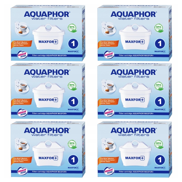 Wkłady filtrujące do dzbanka, filtry do wody Aquaphor Maxfor plus+, 6 szt.