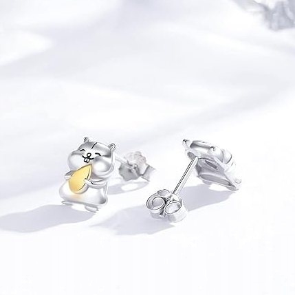 Kolczyki srebrne dla dziewczynki dzieci chomik chomiki wkrętki sztyfty