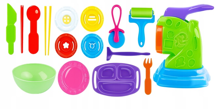 Ciastolina makaron maszynka ciasto masa plastyczna zestaw kreatywny 18w1