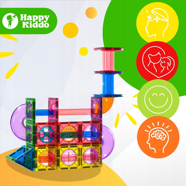 Klocki magnetyczne tor kulkowy kulodrom konstrukcyjne konstrukcyjne 100 ele