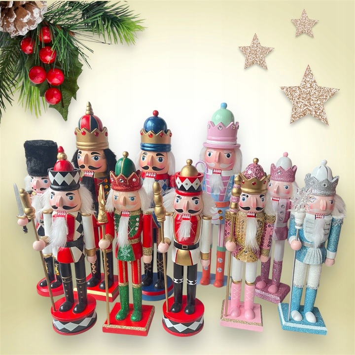 Figurka Świąteczna Dziadek do Orzechów 30CM biało-różowy Nutcracker
