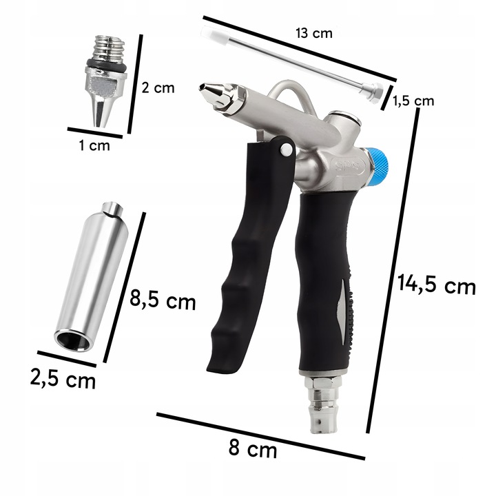 PISTOLET DO PRZEDMUCHIWANIA DYSZA VENTURIEGO REGULACJA PRZEPŁYWU POWIETRZA