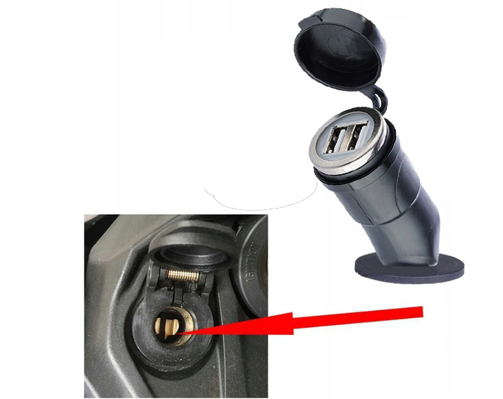 Podwójna ładowarka USB wtyk DIN mały 12V 24V BR5