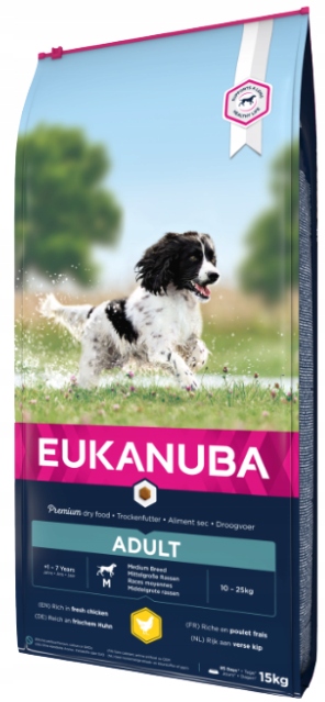 EUKANUBA sucha karma dla psa ŚREDNIE RASY KURCZAK 15 kg