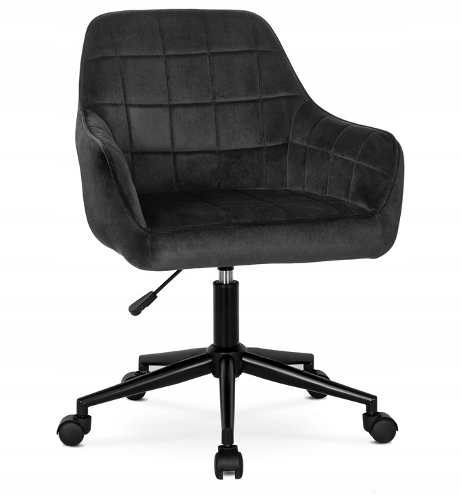 Krzesło Obrotowe Fotel Młodzieżowy Obrotowy Dla Dziecka Czarny Welur LUCY
