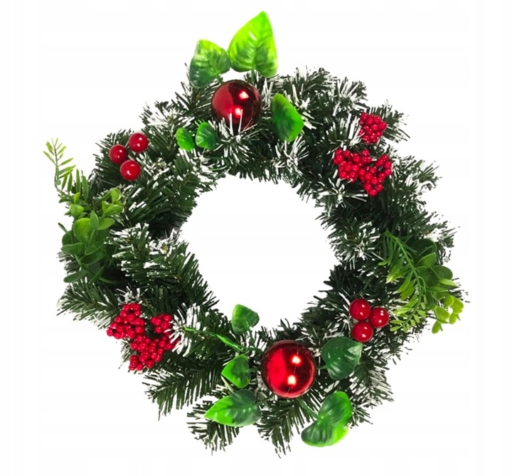 WIANEK NA DRZWI WIENIEC NA GRÓB CMENTARZ ŚWIĄTECZNY STROIK 30 cm GIRLANDA