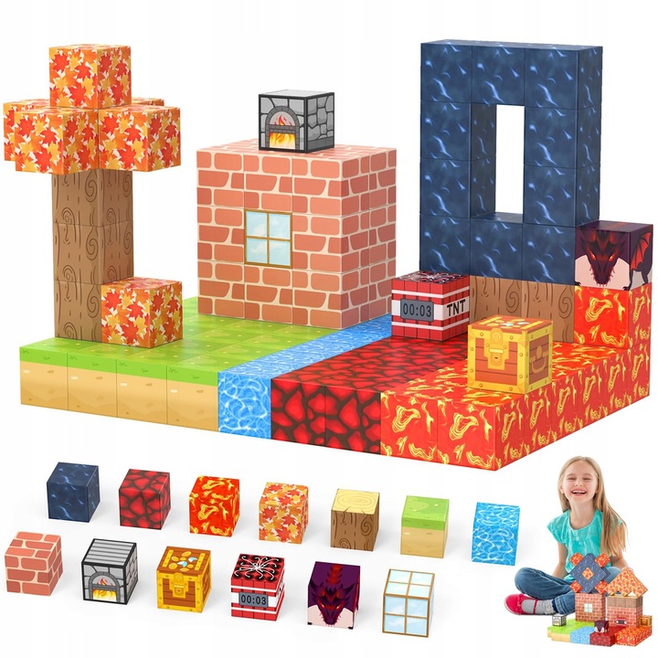 KLOCKI MAGNETYCZNE BUDOWLANE KREATYWNA ZABAWKA KLOCKI 100 ELEMENTÓW