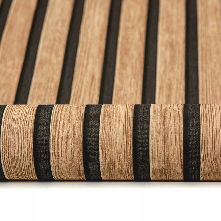 Tapeta Lamel Samoprzylepna Panele Ścienne 3D Okleina Lamele Brąz Drewno 10m