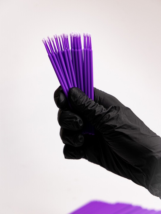 MIKRO APLIKATORY DO RZĘS BEZWŁÓKIENKOWE FIOLETOWE 100 szt