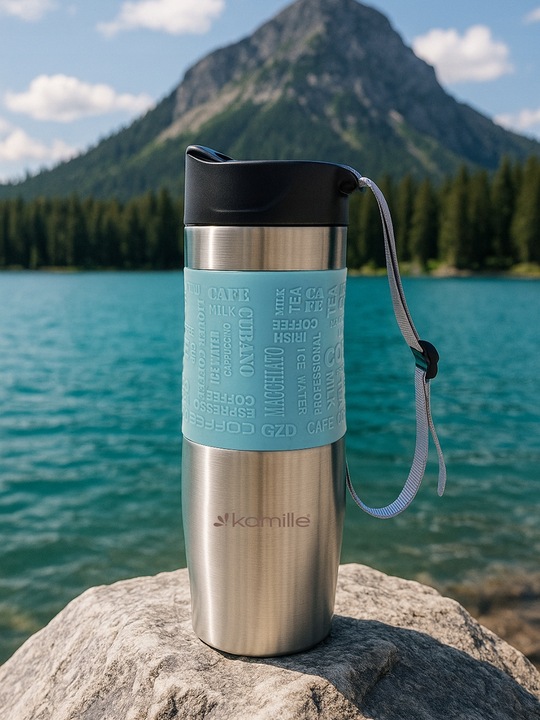 KUBEK TERMICZNY do kawy herbaty TERMOS BUTELKA bidon KAMILLE 480ml