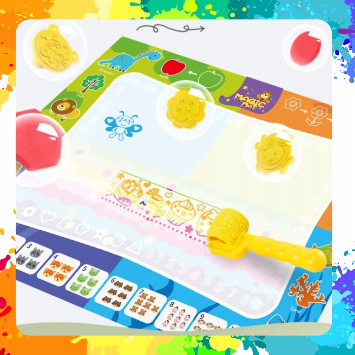 MATA WODNA DO MALOWANIA RYSOWANIA 120x90 PIECZĄTKI FORMY PISAKI ZESTAW XXL