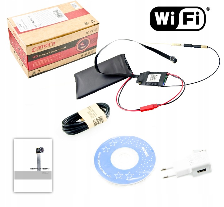 UKRYTA MINI MAŁA KAMERA IP WiFi DETEKCJA FULL HD SZPIEGOWSKA ANDROID IOS