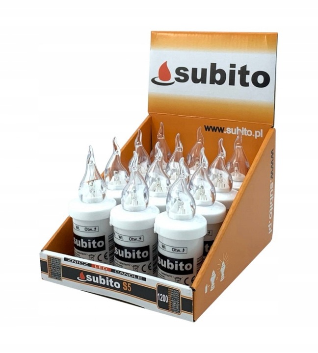 Wkłady do zniczy LED Subito S5 12 szt białe