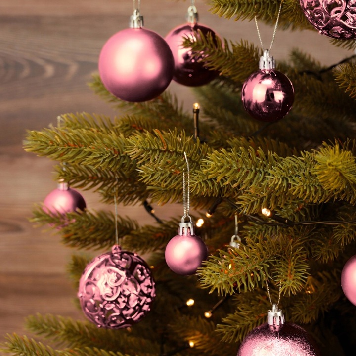 BOMBKI CHOINKOWE NIETŁUKĄCE 6/4/3CM ZESTAW OZDÓB CHOINKOWYCH 101 SZT RÓŻOWY