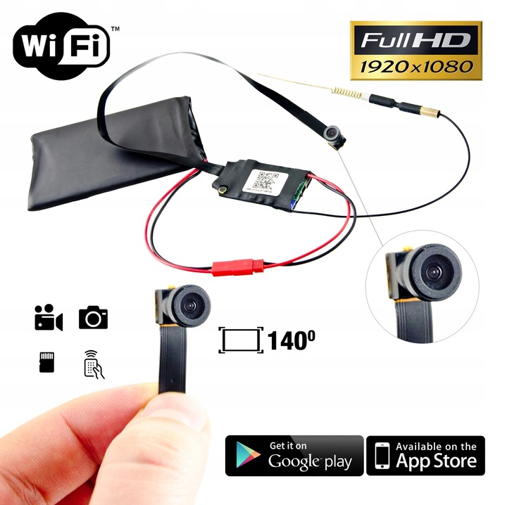 UKRYTA MINI MAŁA KAMERA IP WiFi DETEKCJA FULL HD SZPIEGOWSKA ANDROID IOS