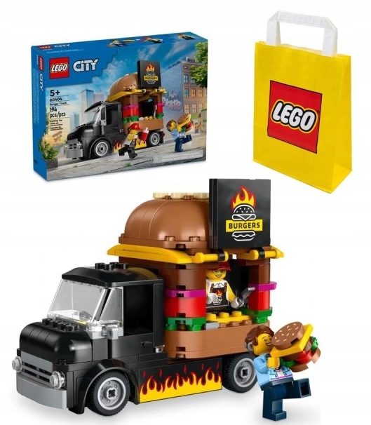 KLOCKI LEGO CITY 60404 CIĘŻARÓWKA Z BURGERAMI ZESTAW NA PREZENT + TORBA