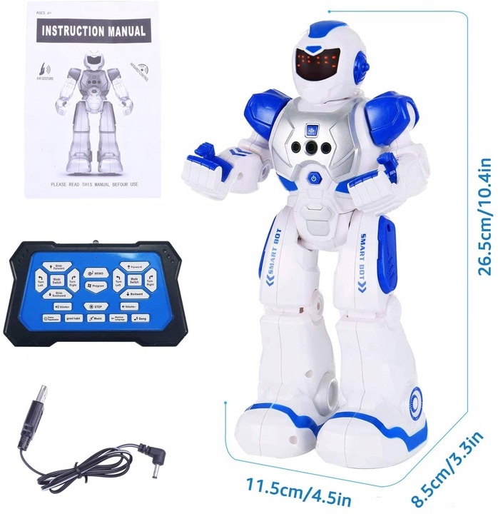 DUŻY ROBOT ZDALNIE STEROWNY ŚWIECI CHODZI PILOT AKUMULATOR SENSOREM GESTÓW