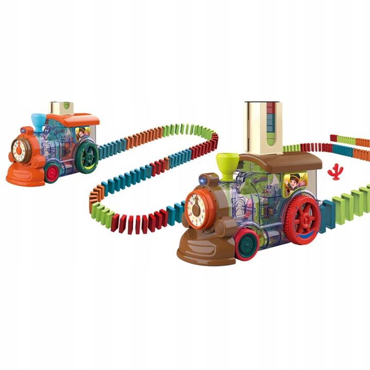 INTERAKTYWNA KOLOROWA CIUCHCIA POCIĄG UKŁADA DOMINO KLOCKI POCIĄG WOOPIE